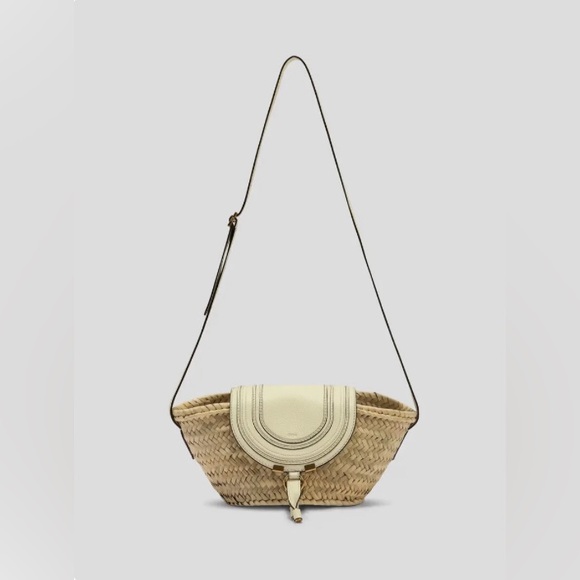 Chloe Marcie Small Basket Bag Raffia and Leather - Neutrals - Picture 15 of 16